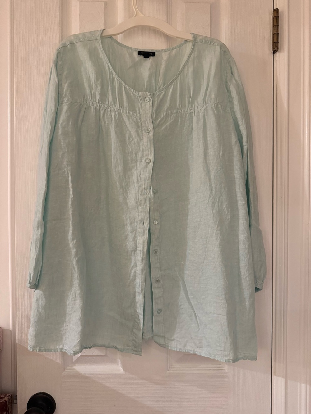 Talbots Light Mint Linen Top